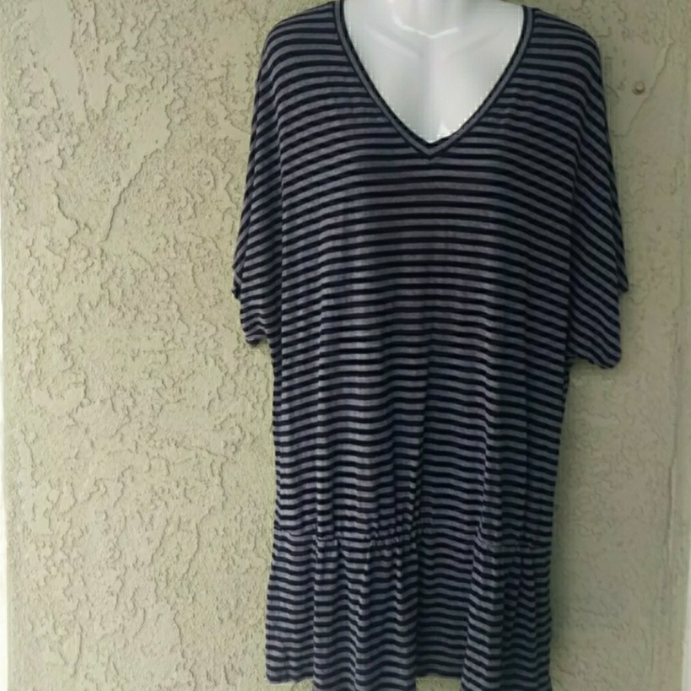 Kenneth cole new York black striped cinched tunic